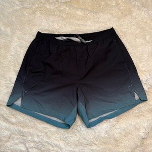 MaaMagic Ombre Athletic Shorts Black/Teal large no liner 5.5” inseam